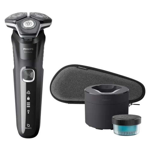 Philips Rasoir électrique Série 5000 Wet & Dry, station de nettoyage, coffret de voyage S5898
