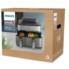 Friteuse sans huile Philips Airfryer NA555/00 Série 5000 double panier 9L-2750w-Écran tactile avec 12 préréglages