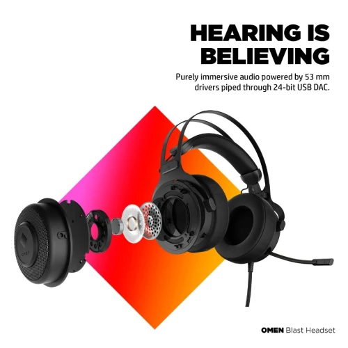 Casque Gaming USB HP OMEN Blast , Audio Surround 7.1 compatibilité PC et Console
