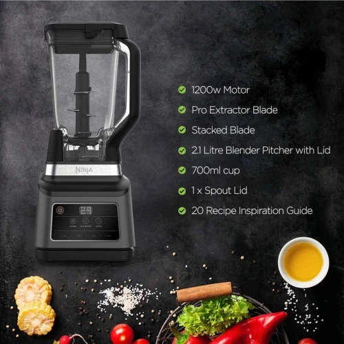 Ninja Blender 2en1, 1200 W, 2,1 L, vitesse variable, lame double action,BN750ME