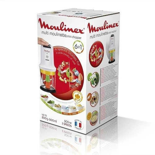Mini Hachoir MOULINEX Multi-Moulinette - 6 En 1 - AT723110 - Blanc-500w-500ml