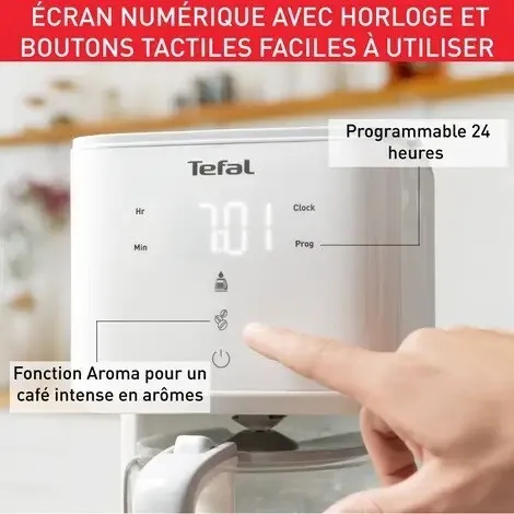 Cafetière filtre TEFAL SENSE CM693110 BLANC - 1000W - 1,25 litres