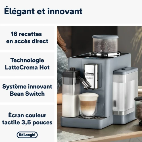 Delonghi FEB4455.G RIVELIA Machine a café broyeur cappuccino-double réservoirs a grains -19 bars