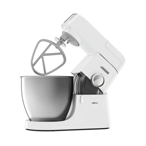Kenwood Chef XL robot petrin KVL4100W, 3 crochets et fouets pour pétrir, bol de 6,7 L, 1200 W, blanc