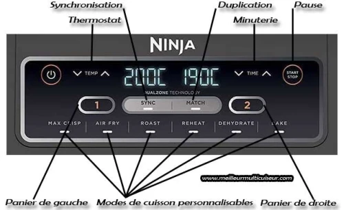 Friteuse a air sans huile airfryer NINJA , 2 Tiroirs,6-en-1 AF300EU- 7.6L - 2500W