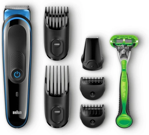 BRAUN MGK3040 Kit Tondeuse Polyvalente 7 en 1 Tondeuse Barbe/Cheveux pour Homme + Rasoir Gillette Body