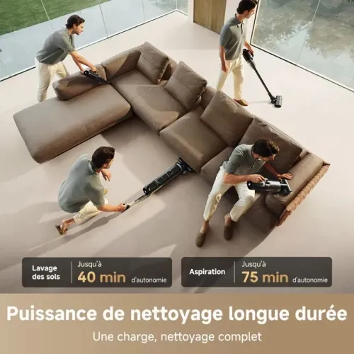 Aspirateur laveur Dreame H14 Dual - 5-en-1-18 000 Pa-75 min autonomie -Lavage à l'eau chaude à 60C