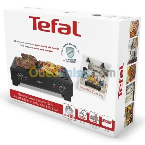 tefal Barbecue électrique sans fumée TG900812 - 2000w - 2 zones - 5 réglages de températures