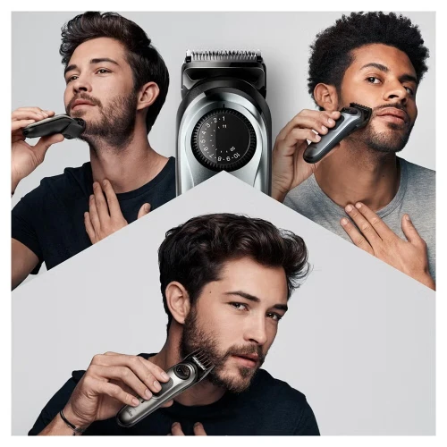 Braun Tondeuse à barbe BT7240 série 7 et tondeuse à cheveux avec rasoir Gillette Fusion5 ProGlide, 39 réglages de longueur, cadeau pour homme, prise 2 pôles, noir/gris