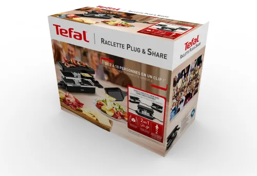 Tefal Raclette/Grill RE2308 Plug & Share 400 W plaque de cuisson Revêtement anti-adhésif