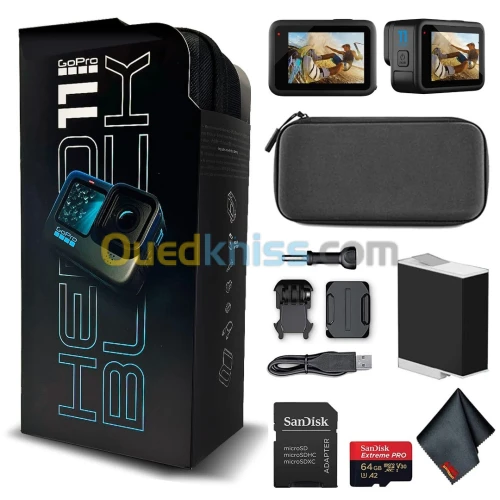 GoPro HERO11 Black - Caméra d'action étanche avec vidéo Ultra HD 5.3K60,27MP, capteur d'image 1/1.9"