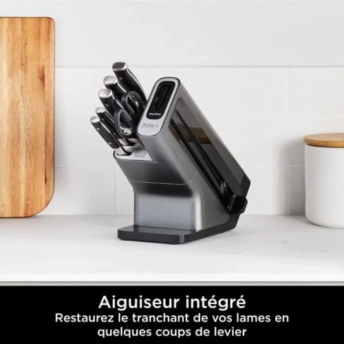 Bloc couteaux NINJA K32006EU Noir - 6 couteaux - acier inoxydable -  Affûteur intégrés