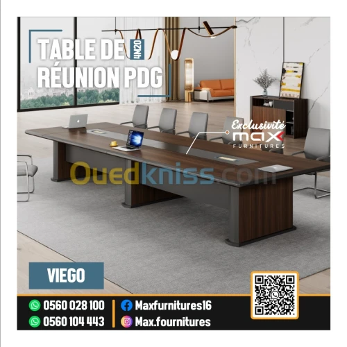 TABLE DE RÉUNION PDG - VIP - IMPORTATION - VIEGO - 2,40M - 4,20M