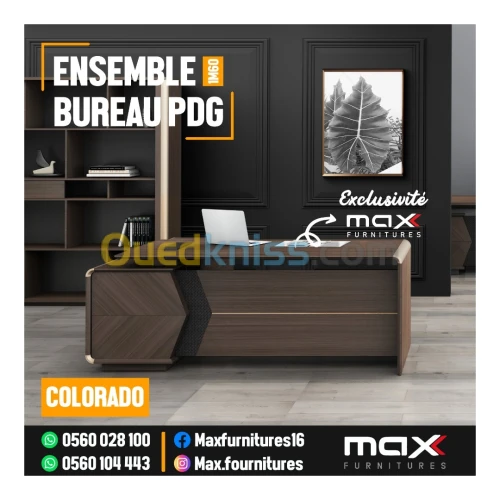 ENSEMBLE DE BUREAU PDG - VIP - IMPORTATION - COLORADO - 1,60M