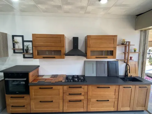 cuisine en bois naturel et MDF