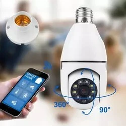  Caméra à ampoule 1080P, Wifi sans fil à 360 degrés, Version nocturne, sécurit,