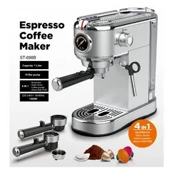 Machine À Café À Bras 4en1 En Inox 19Bars 1450W Bomann ES 1198 CB