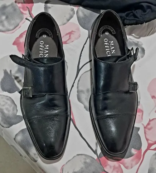 Man Office Derbies Homme en cuir noir