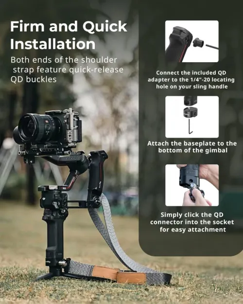 Smallrig Sling Handle Kit With Weight-Reducing Shoulder Strap For Dji Rs 4 Pro/Rs 4/ 3 3/ 2, Qd Quick Release Mount, Cold Shoe