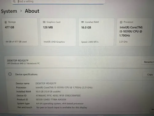 Hp elitebook 840 g7 i5-10eme