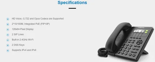 TELEPHONE  IP PHONE ( Voip Ipbx ) FLYINGVOICE FIP10 WiFi 2.4 GHz - 2 Lignes SIP - 2*10/100M