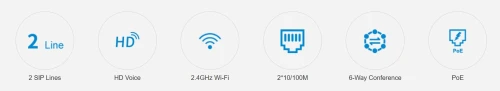 TELEPHONE  IP PHONE ( Voip Ipbx ) FLYINGVOICE FIP10 WiFi 2.4 GHz - 2 Lignes SIP - 2*10/100M