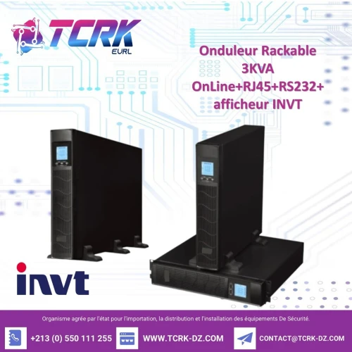 Onduleur Rackable 3KVA OnLine+RJ45+RS232+afficheur INVT