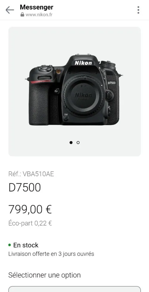 Appareil photo NIKON D7500