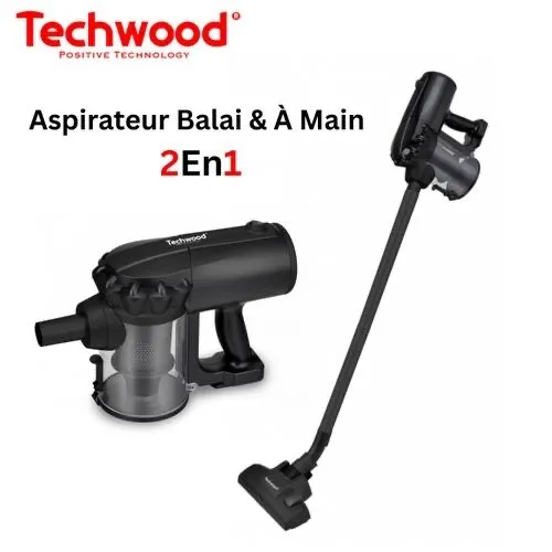 Techwood Aspirateur Balai et À Main 2En1 Multi-Cyclonique 500mL 600W Avec 3 Accessoires - TAS 642