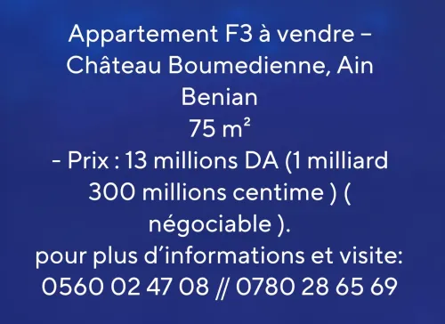 Vente Appartement F3 Alger Ain benian