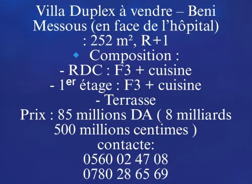 Vente Villa Alger Beni messous