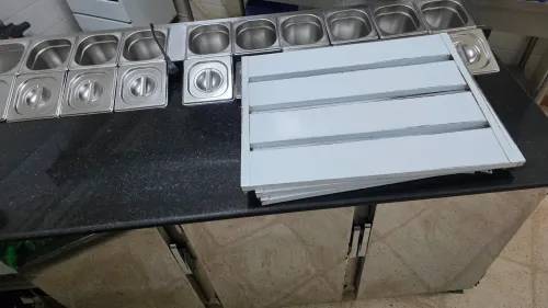 Table Frigo Inox granite galaxy + Top Saladière Idéal Pizzeria / Sandwicherie