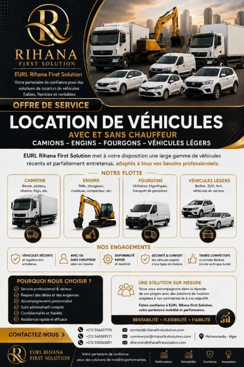 LOCATION DE VÉHICULES AVEC ET SANS CHAUFFEUR