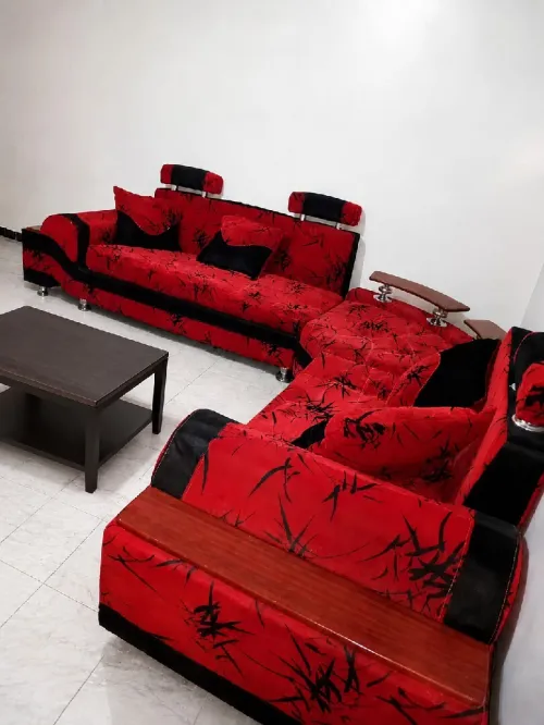 صالون فوتاي مستعمل في حالة جيدة (Salon Canapé Rouge et Noir)