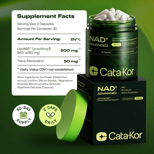 CataKor Liposomal NAD PLUS Resveratrol Alternative NMN Testé 30 jours USA PRODUCT