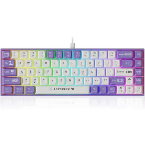 AJAZZ AK680 Type-C wired purple white Mechanical Keyboard With Red Switch