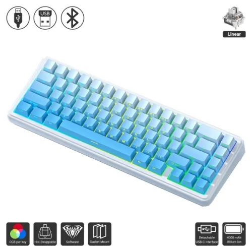 AULA F65 Tri-Mode Mechanical Keyboard 67-Key ,4000mAh Battery