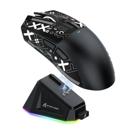 Attack Shark X11 Black High Performance 22000dpi Gaming Mouse wired + 2.4G BT5.2 Connections