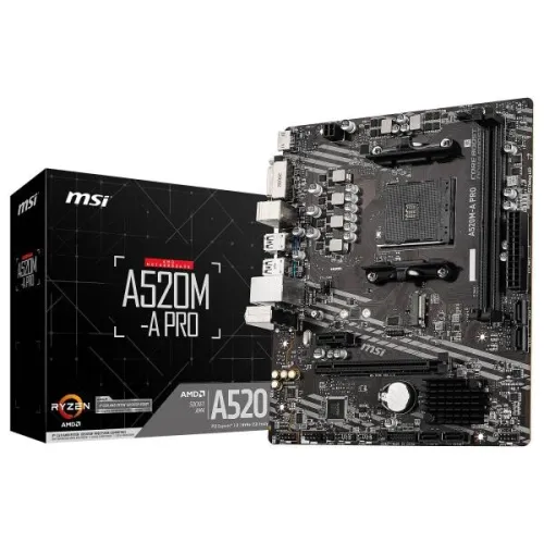 MSI A520M-A PRO AM4 AMD A520 SATA 6Gb s Micro ATX AMD