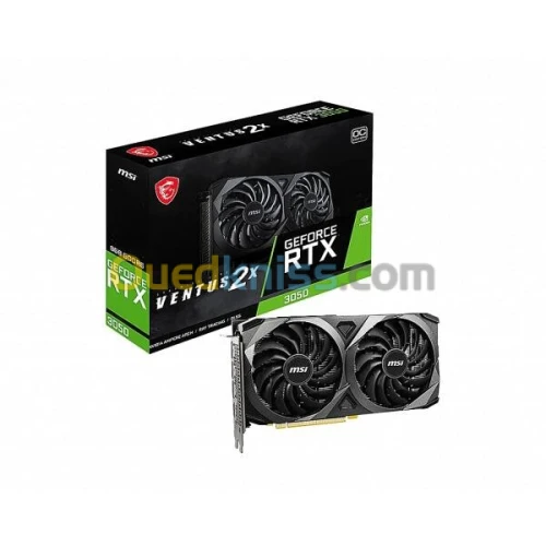 MSI GeForce RTX 3050 OC VENTUS 2X Edition 6GB GDDR6 PCIe 4.0, HDMI 2.1, DisplayPort 1.4a, 3-slot, Ventilateurs axiaux, 0dB