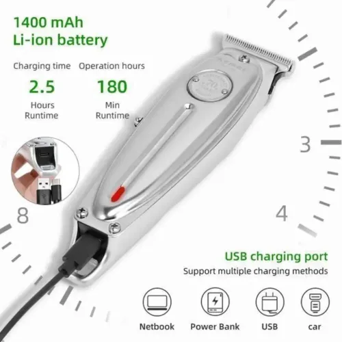 ماكينة حلاقة كيمي (Kemei KM-1949) الاحترافية - إصدار الذكرى الـ 70، هيكل معدني بالكامل وشحن USB