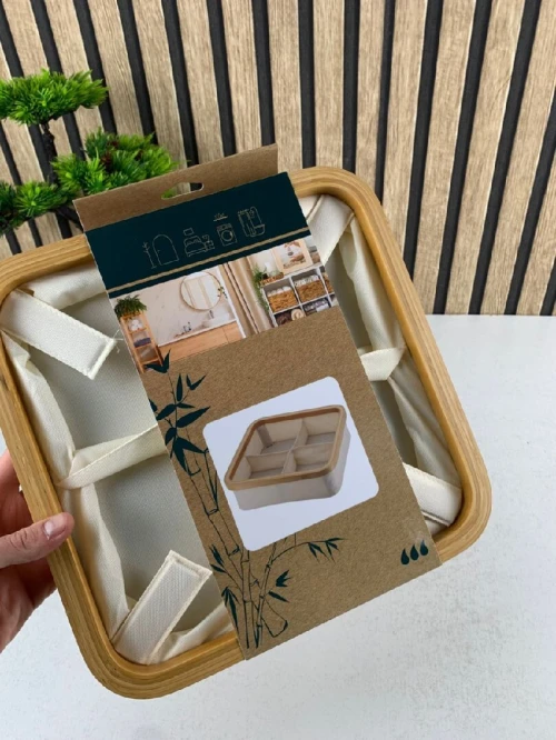 Panier de rangement pour salle de bain en feutre tissé 4 compartiments سلة تنظيم الأغراض في الحمام