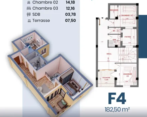 Vente Appartement Duplex F4 Alger Bordj el kiffan