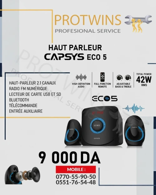 Haut parleur Bluetooth CAPSYS ECO 5 RADIO FM ( SD,USB,AUX )