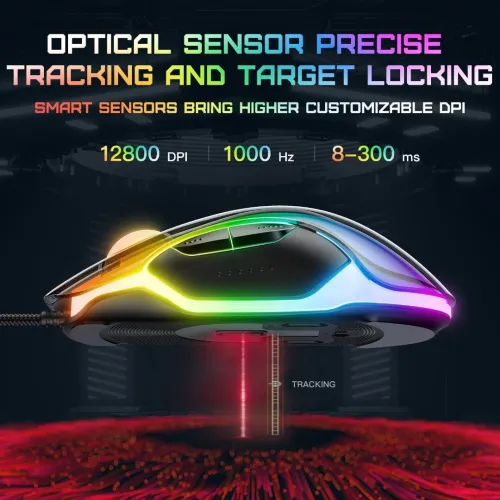 Gaming Mice Onikuma Gaming CW925 Wired Esports 12800Dpi Black with Fantasy Color Rgb