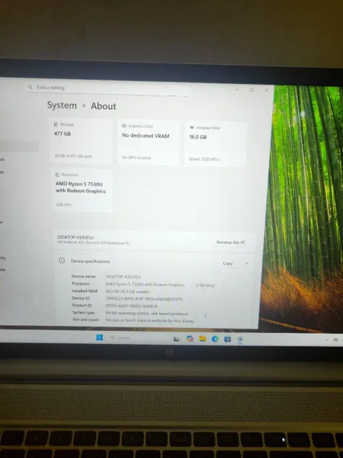 HP ProBook 455 G10 Ryzen 5 7530U 16G 512 SSD 15.6" Full HD