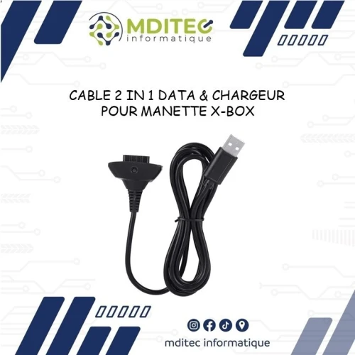 CHARGEUR + KIT CHARGEUR + BATTERIE + CABLE USB POUR XBOX 360
