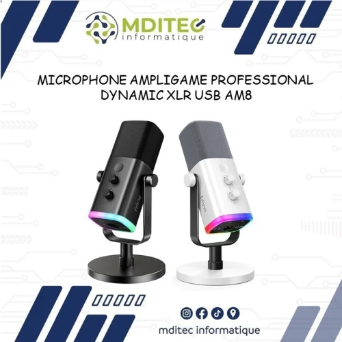 MICROPHONE AMPLIGAME PROFESSIONAL DYNAMIC XLR USB AM8