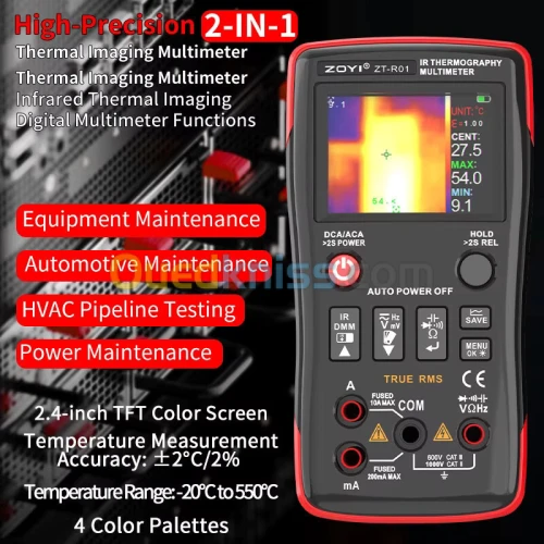ZOYI ZT-R01 multimètre d'imagerie thermique infrarouge 2 en 1