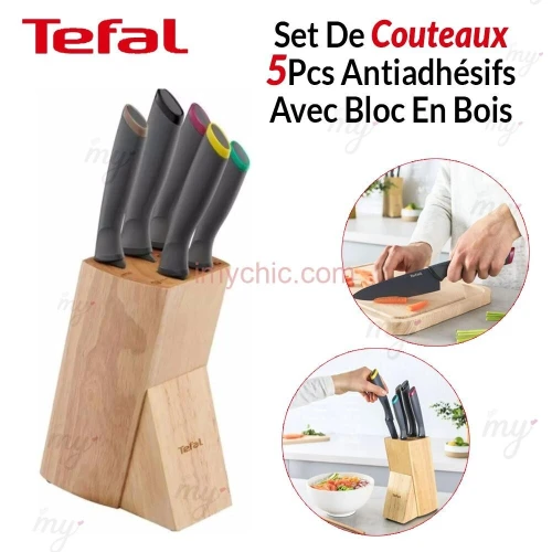 Tefal Set De Couteaux 5Pcs Fresh Kitchen Avec Bloc En Bois